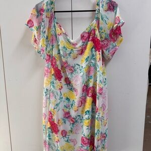 Peach Love California Floral Dress with Pink and Yellow